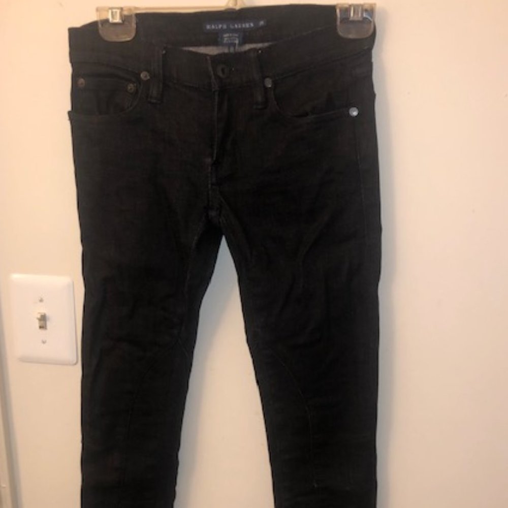 $228 RALPH LAUREN BLUE LABEL Black Skinny Jeans 25